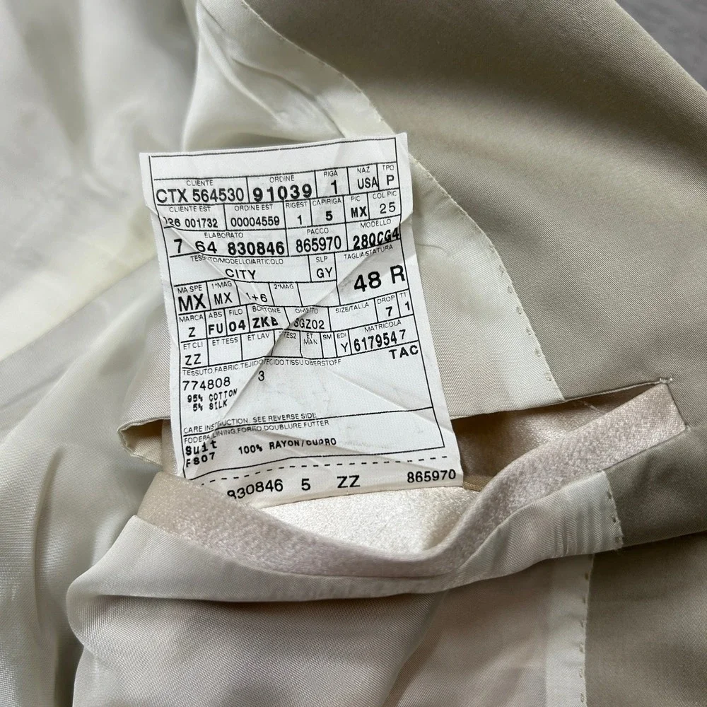 Zegna Mens 38R Beige Cotton Silk 2-Button Blazer Jacket 280CG4 Double Vent